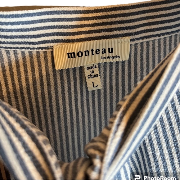 Monteau Blue and White dress with Pockets - Picture 3 of 5